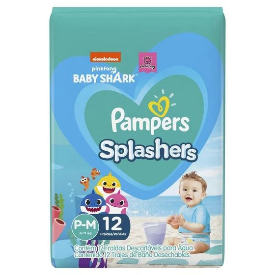 Pampers® Kit 24 Fraldas Pampers Para Água Splashers Baby Shark P-M - Image 10