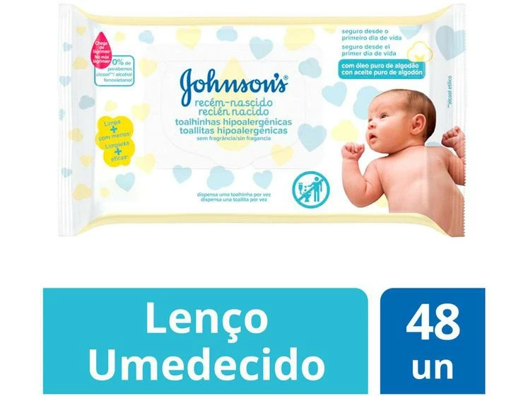 Lenços Umedecidos Johnsons Baby Recém-Nascido - Sem Fragrância 48 Unidades - Johnson'S Baby - Image 2
