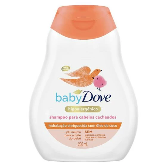 Shampoo Para Cabelos Cacheados Baby Dove 200ML Hipoalergênico PH Neutro Sem Lágrimas