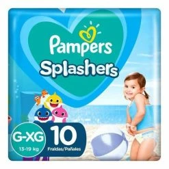 Pampers® Fraldas Pampers Splashers Baby Shark G-XG 10 Unidades