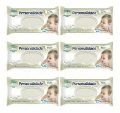 Kit C/ 6 Lenços Umedecido Barato Personalidade Baby C/100 Toalhinhas Atacado Barato