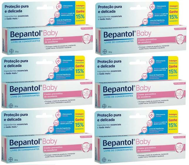 Kit Com 6 Pomada Para Assaduras Bepantol Baby 30g - Bayer