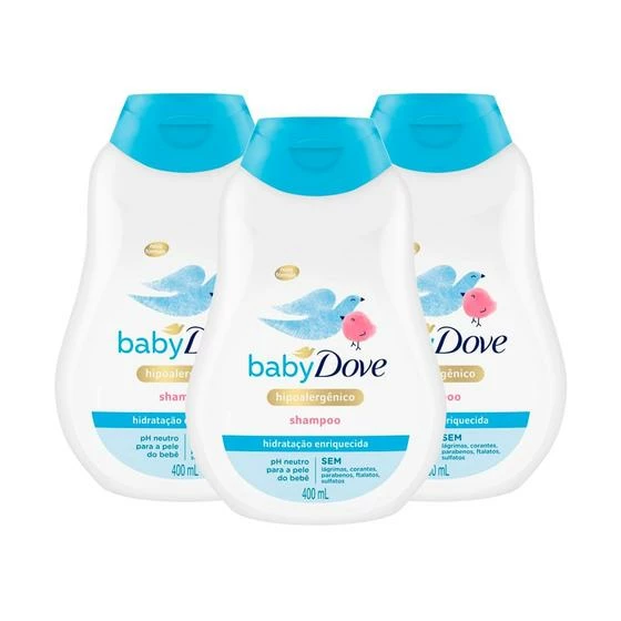 Shampoo Dove Baby Hidratação Enriquecida 400ml Kit Com Três Unidades