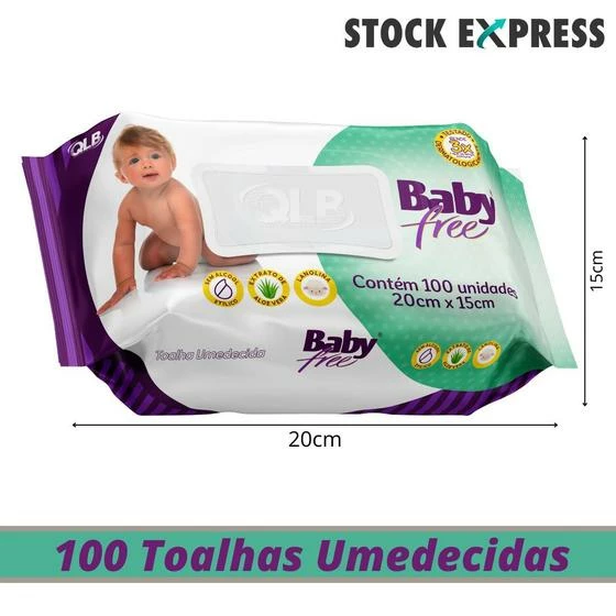 Caixa Com 12 Toalhas Umedecida Baby Free 100 - QUALYBLESS - Image 3