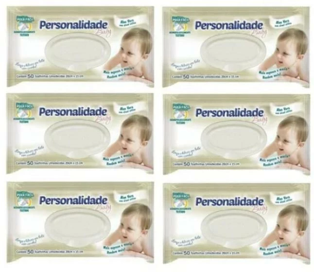 Toalha/lenço Kit 6 Toalhas Umedecidas Personalidade C /50 - Personalidade Baby