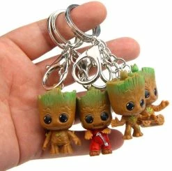 ONE Baby Groot Keychains (set Of 4) - Action Figure From The Classic Film I Am Groot