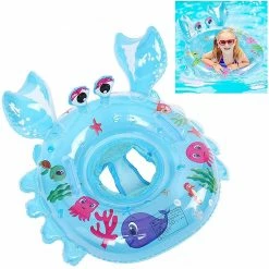 AcserGery Baby Pool Float, Crab Shaped Baby Dolphin Inflatable Seat, Kids Floating Swimming Ring