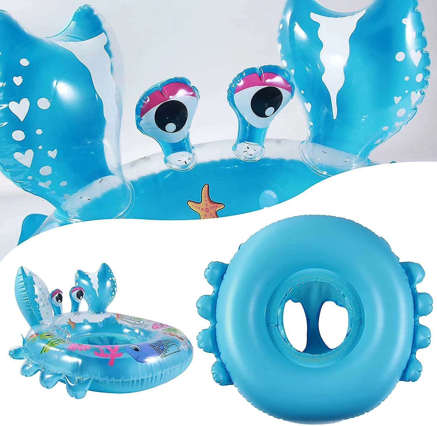 AcserGery Baby Pool Float, Crab Shaped Baby Dolphin Inflatable Seat, Kids Floating Swimming Ring - Image 3