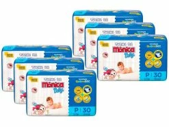 Kit Fralda Turma Da Mônica Baby Tam. P 3 A 5kg - 6 Pacotes Com 30 Unidades Cada