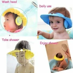 Unbranded 2pcs Baby Kids Waterproof Shower Cap Hair Wash Bath Soft Protect Shield Hat