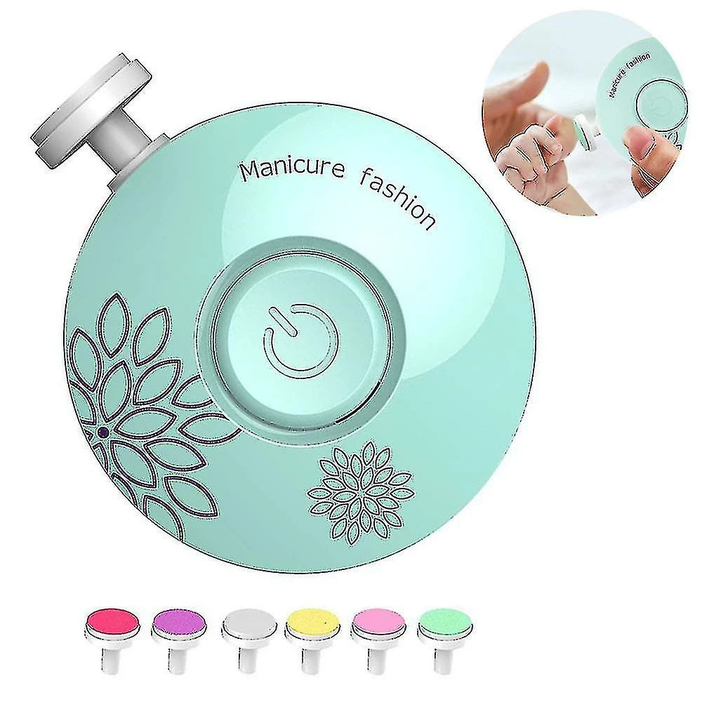 Unbranded Baby Electric Nail File Safe Clippers With 6 Grinding Pads Trim Polish