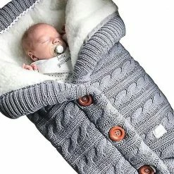 Unbranded Baby Knit Swaddle Wrap Fraldas Inverno Saco De Dormir Quente