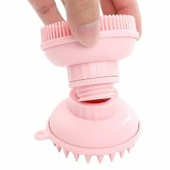 Unbranded Double Head Silicone Shampoo Brush With Shampoo Dispenser Shower Massage Brush Baby Adult Pet New (pink)