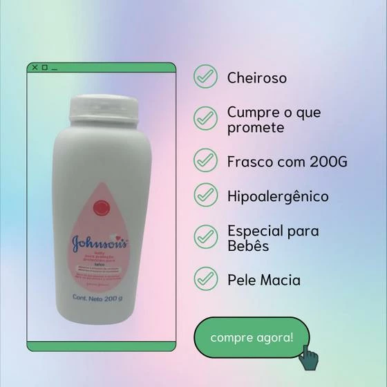 Johnson's Baby Talco Johnsons Baby Pura Proteção 200g - Johnsons & Johnsons - Image 2