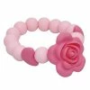 Unbranded Sensory Chew Bracelet For Baby, Teething Beads Bracelet For Girls, Silicone Teether Ring Pink Rose Chewing Toys For Toddlers And Infant