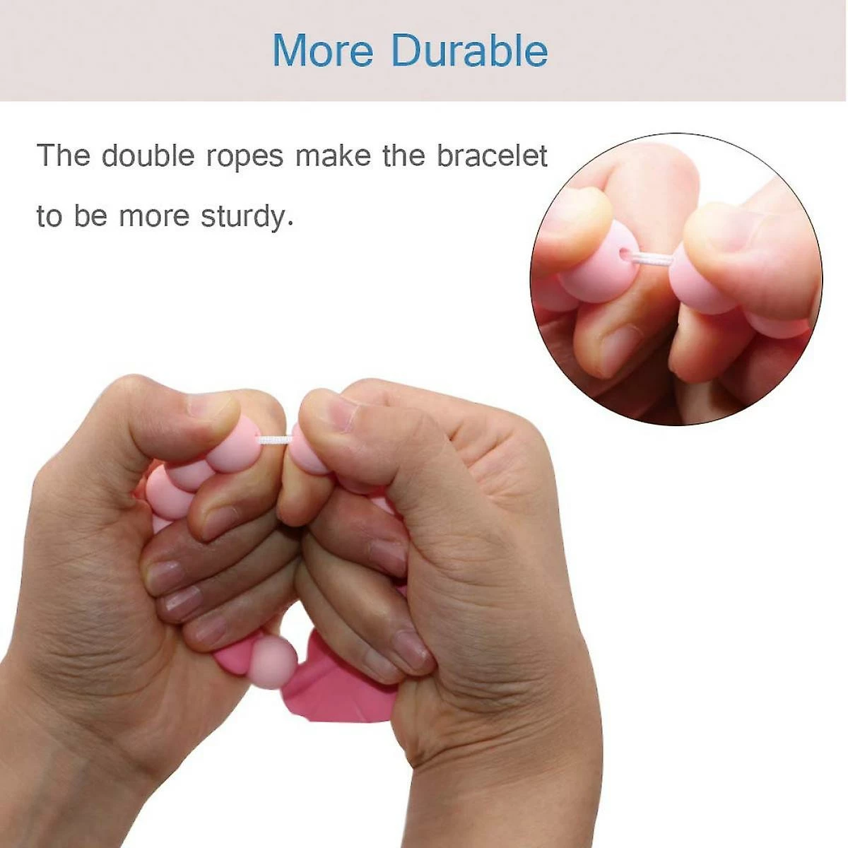 Unbranded Sensory Chew Bracelet For Baby, Teething Beads Bracelet For Girls, Silicone Teether Ring Pink Rose Chewing Toys For Toddlers And Infant - Image 3