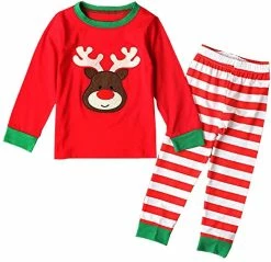 Sajygv Sajy Kids Xmas Toddler Baby Boy Girl Deer Print Long Sleeve Shirt + Pants Christmas Outfit Clothes Set (3 Years Old)