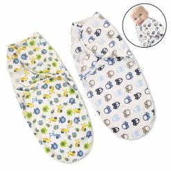 WOSAWE Baby Swaddle Blanket, Swaddle For Babies (3-6 Months), Adjustable Baby Swaddle Set, Pack Of 2, Soft Organic Cotton