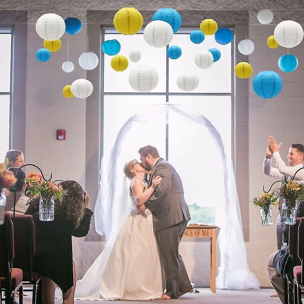 WOSAWE Round Hanging Paper Lanterns Decorations For Party Wedding Birthday Baby Showers Supplies, 12'', 10'', 8'', 9 Pack - Image 3