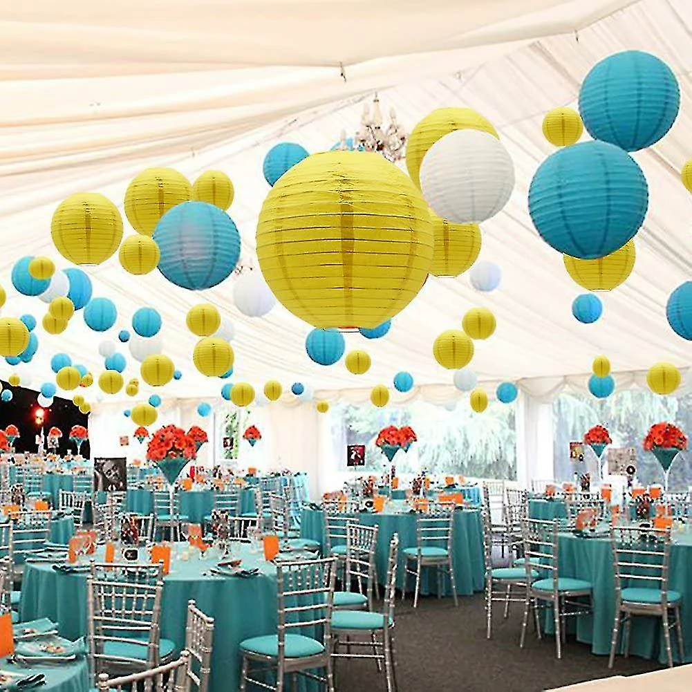 WOSAWE Round Hanging Paper Lanterns Decorations For Party Wedding Birthday Baby Showers Supplies, 12'', 10'', 8'', 9 Pack - Image 4