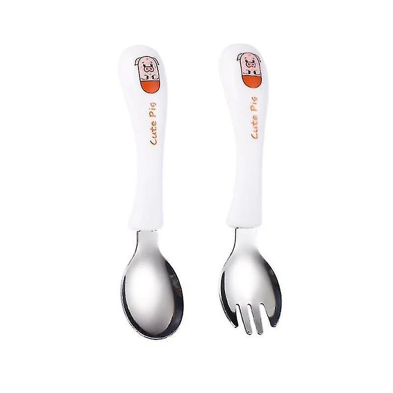 Unbranded Kids Cutlery Set, Baby Spoon Fork Baby Tableware Set Curved Handle Training Spoons Forks For Baby Kids - Image 2
