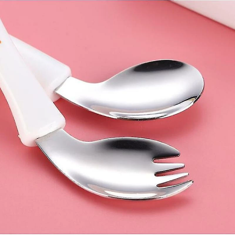 Unbranded Kids Cutlery Set, Baby Spoon Fork Baby Tableware Set Curved Handle Training Spoons Forks For Baby Kids - Image 5