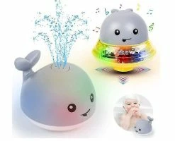 Unbranded Baby Bath Toys With Music Space, Water Spray Bath Sprinkler Toy For Kids Led Light Up Toddler Infant Whale Bathtub Toy For Bathtime Gift(gray)