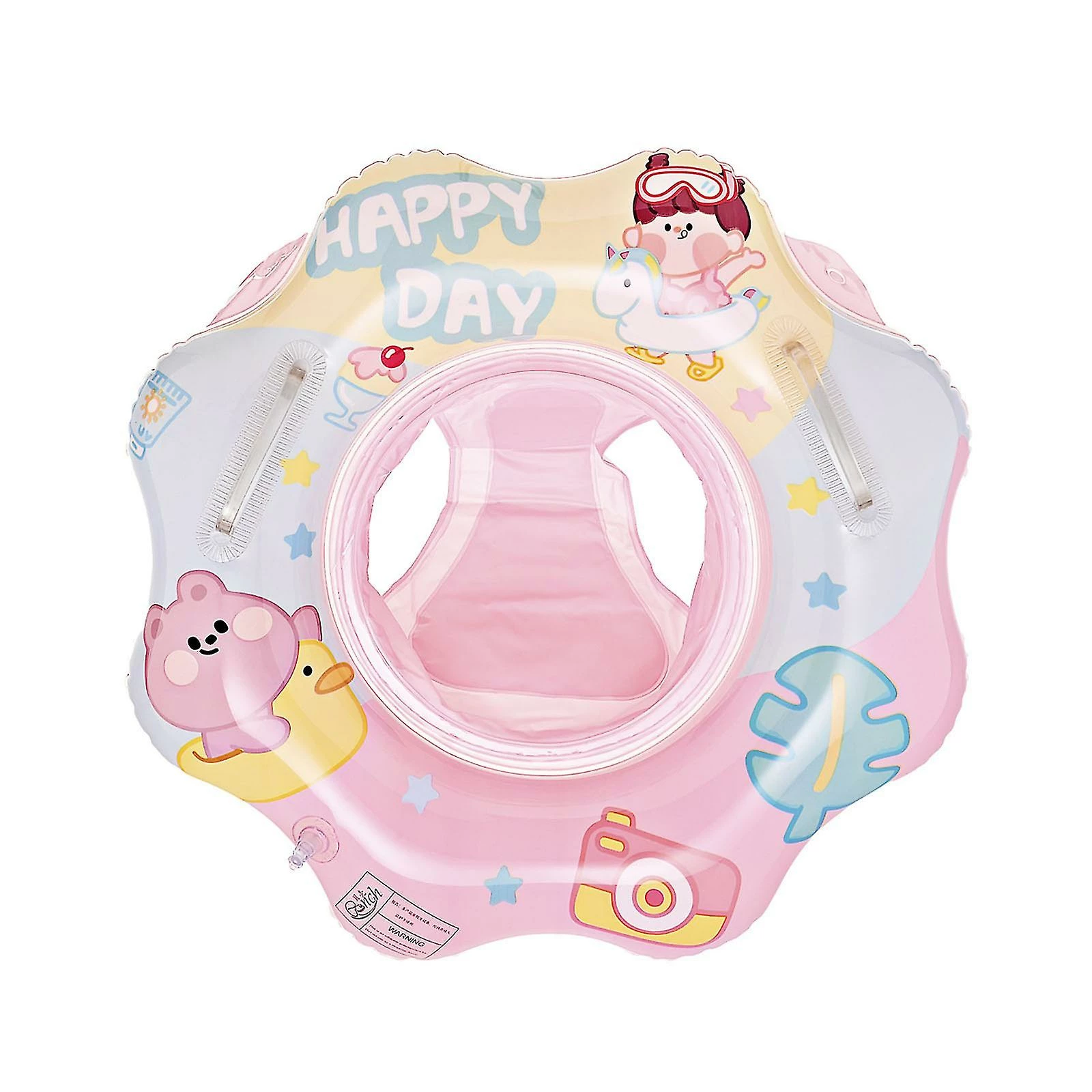 Unbranded Swim Ring Sponge Base For 1-5 Year Old Baby With Dual Handle Pool Float 190g Multicolor Ocean Style Colorful Inflatable - Image 2