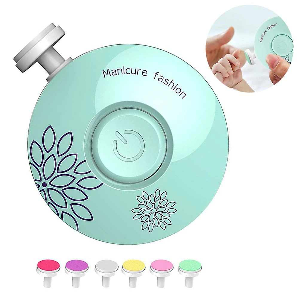 Wonderful Baby Electric Nail File Safe Clippers Com 6 Pastilhas De Moagem Trim Polish - Image 2