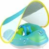 Unbranded Baby Sun Protection Swim Ring Swim Trainer With Removable Sun Canopy