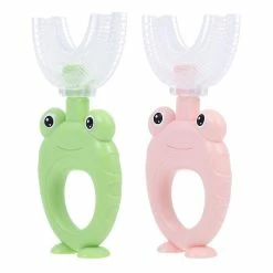 HSKMALL 10.5X5.3x2cm Assorted Color Toothbrushes 2pcs Silicone Kids Toothbrush Supple Tooth Brush Baby U Sha