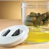 Aswei Hourglass Jar, Pickle Jar With Strainer And Clip, Hourglass Seal Pickle Pickle Olive Container, Juice Separator, Food Storage, 1 Piece, Clear Color
