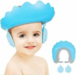 Aswei Child Bath Visor, Baby Shower Hat, Adjustable Baby Shower Cap, Protect Children's Eyes And Ears (blue)