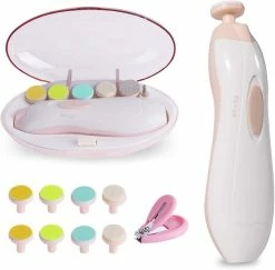 Xhdfr Baby Nail File Electric Nail Trimmer Manicure Kit, Baby Fingernail Clippers With Light, Baby Nail Grinder Toes Care Trim Polish Grooming Set Safe Comp