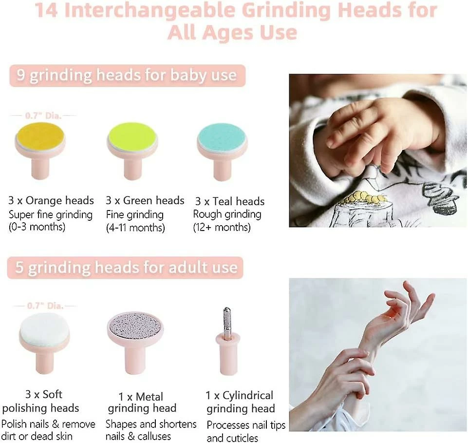 Xhdfr Baby Nail File Electric Nail Trimmer Manicure Kit, Baby Fingernail Clippers With Light, Baby Nail Grinder Toes Care Trim Polish Grooming Set Safe Comp - Image 2