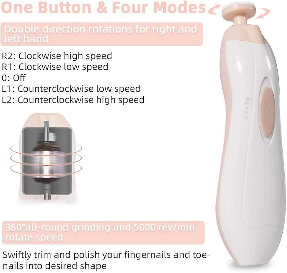 Xhdfr Baby Nail File Electric Nail Trimmer Manicure Kit, Baby Fingernail Clippers With Light, Baby Nail Grinder Toes Care Trim Polish Grooming Set Safe Comp - Image 3