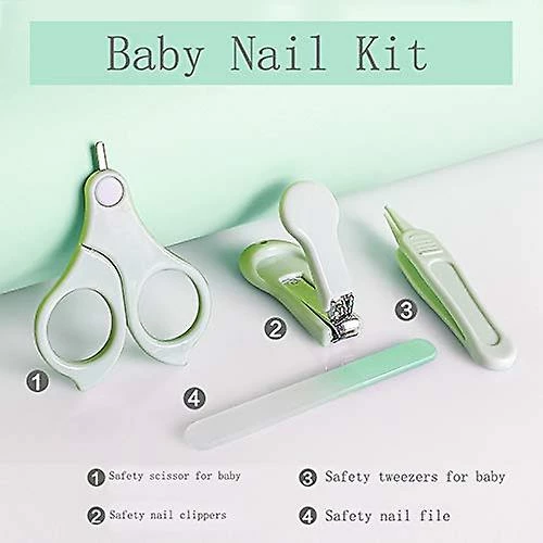 Wabjtam Baby Nail Set, 4 In 1 Baby Nail Care Set, Baby Nail Clippers, Scissors, Baby Nail File And Tweezers For Baby Boys And Girls (green) - Image 3