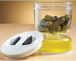 WOSAWE Hourglass Seal Pickle Pickle Olive Container, Juice Separator, Food Storage, 1 Piece, Clear Color
