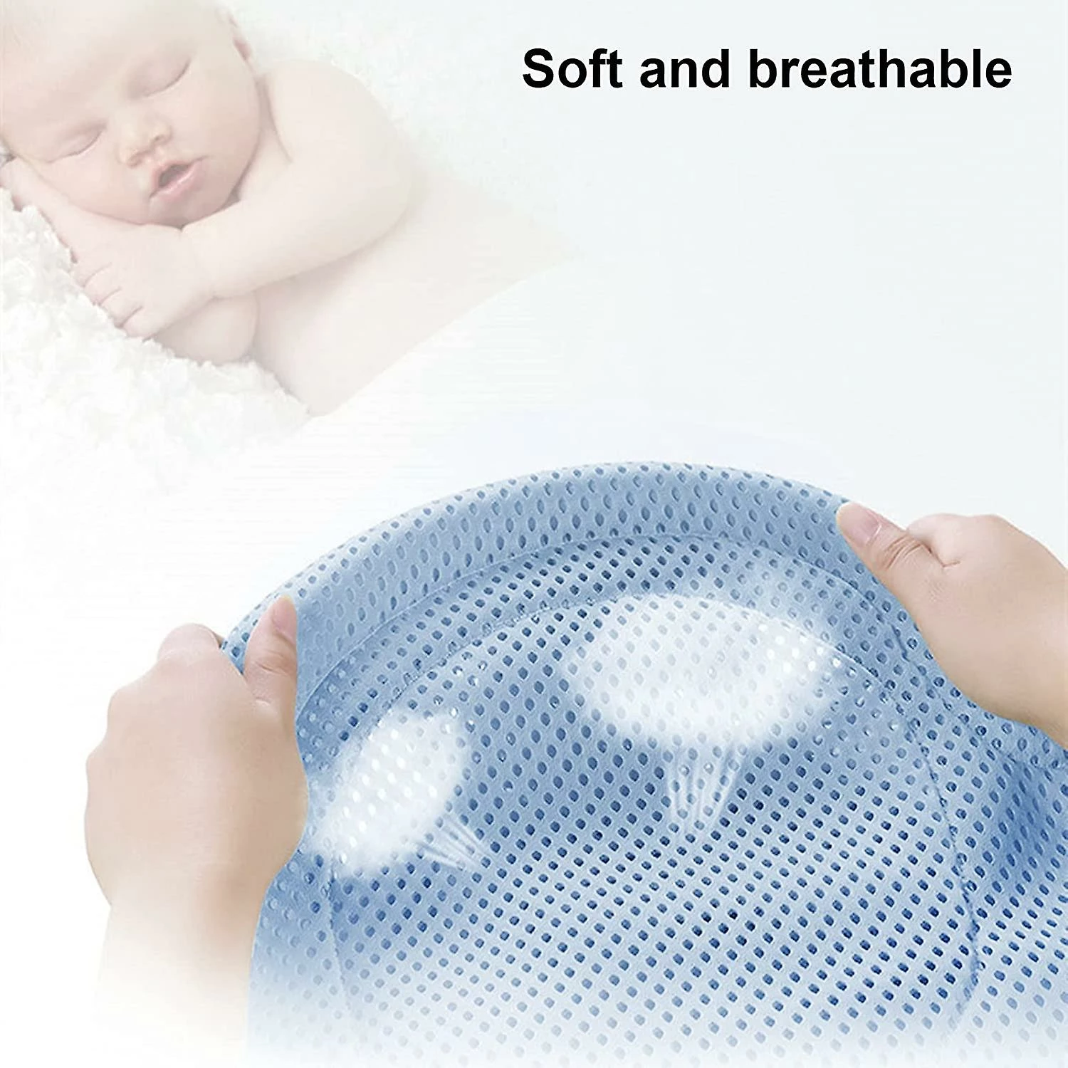 Wabjtam Baby Bath Cushion Nonslip Newborn Bathtub Seat Adjustable Infant Bathing Support Mat Baby Shower Bathtub Sit Up Mesh Bathtub Slingblue - Image 4