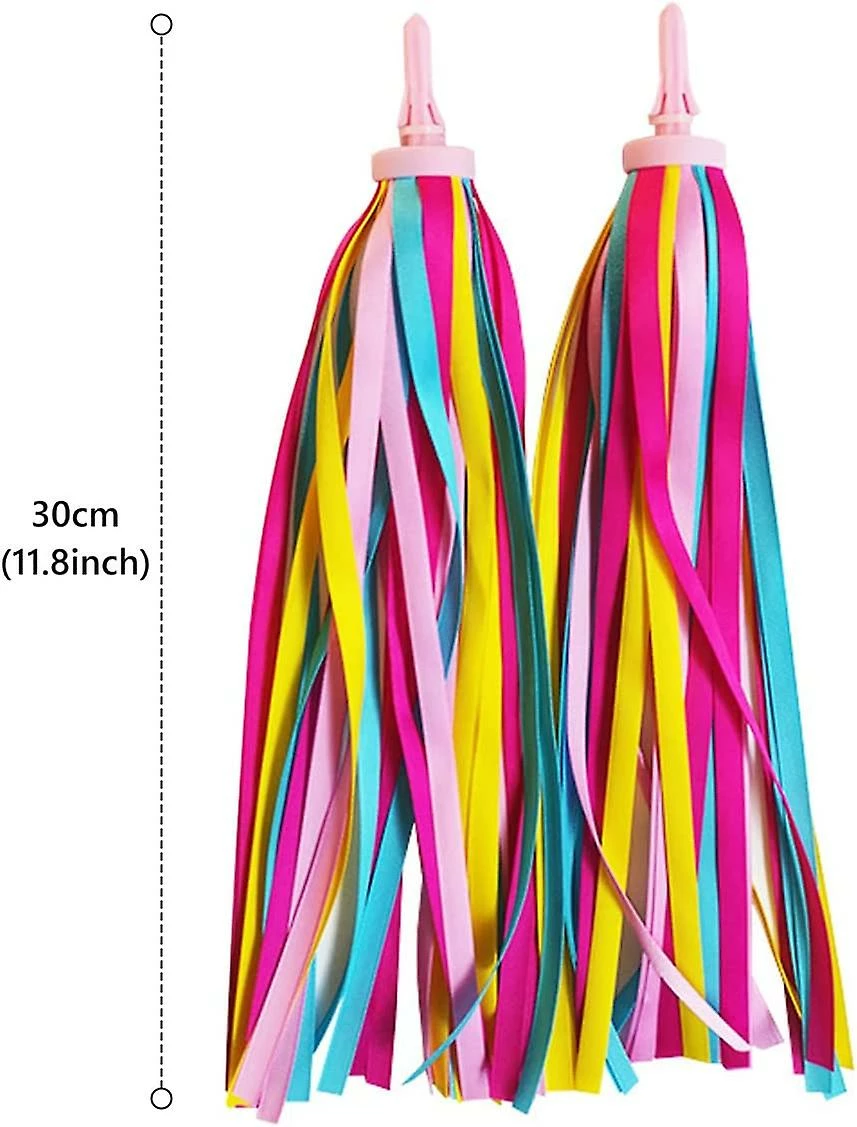 Linkrunning 1 Pair Kid's Rainbow Bike Streamers For Girls Boys, 2 Pack Baby's Colorful Bicycle Grips Tassel Ribbons, Carrier Accessories Easy Attach To Scooter's/ - Image 4