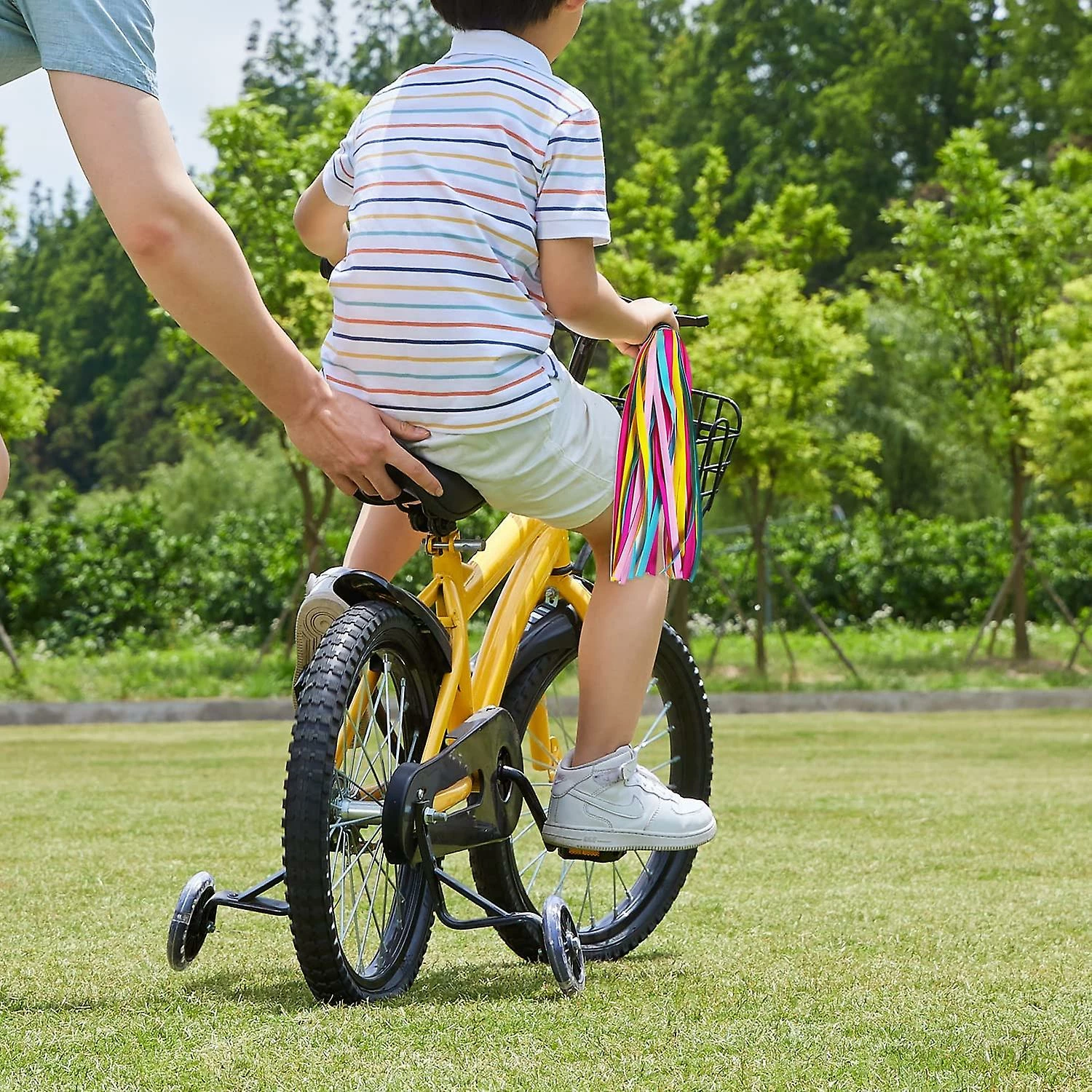 Linkrunning 1 Pair Kid's Rainbow Bike Streamers For Girls Boys, 2 Pack Baby's Colorful Bicycle Grips Tassel Ribbons, Carrier Accessories Easy Attach To Scooter's/ - Image 5