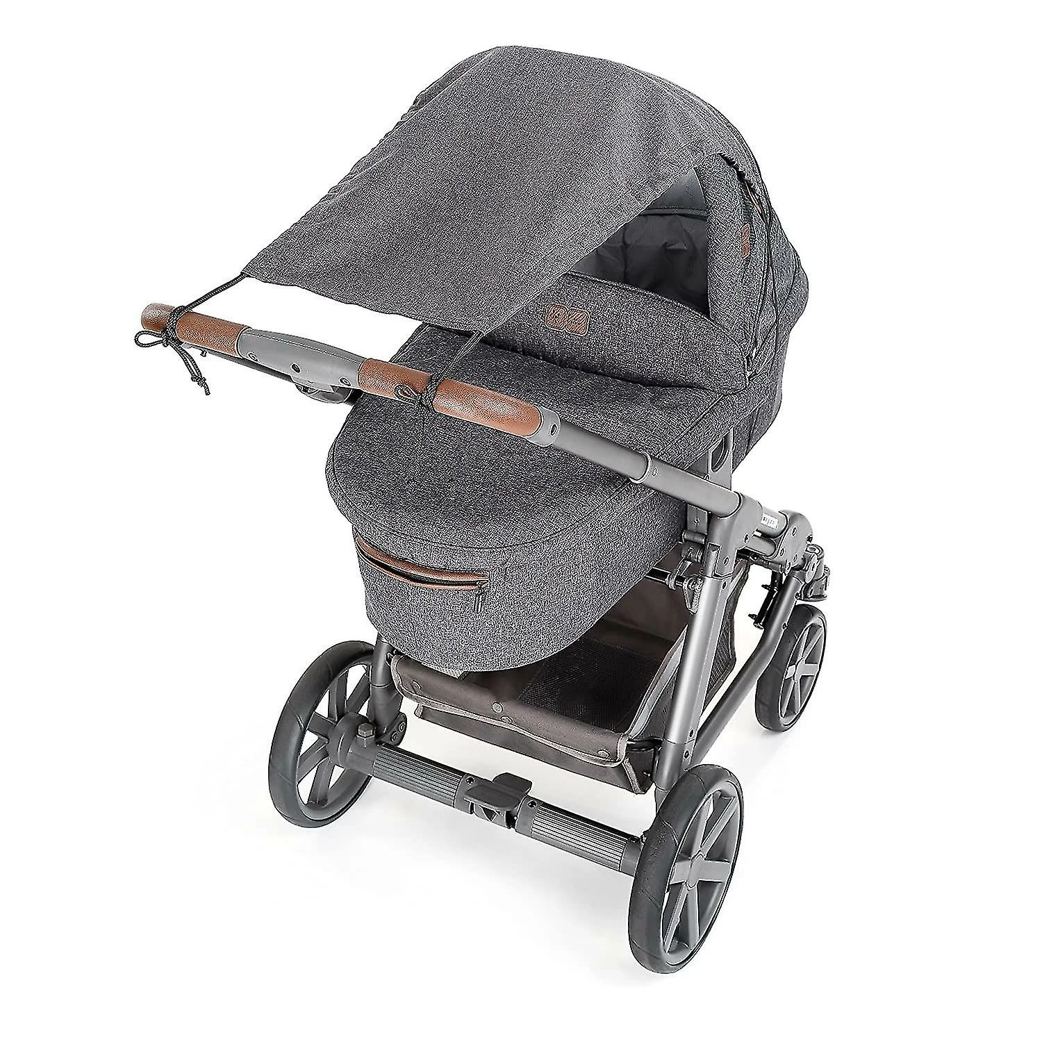 NINEFOX Universal Awning For Prams, Baby Baths - Tear-resistant Sun Protection With Uv Protection Coating 50+ And Roller Blind Function - Melange Grey - Image 2