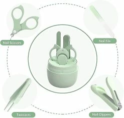 Unbranded Baby Manicure | 4-in-1 Kit With Case, Nail Clippers, Scissors, File And Tweezers