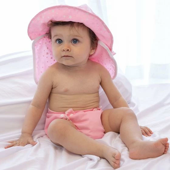 Fralda Ecologica Reutilizavel Praia Piscina Com Absorvente Para Bebe Tamanho 1 A 3 Rosa Bebê - Mais Que Baby - Image 4