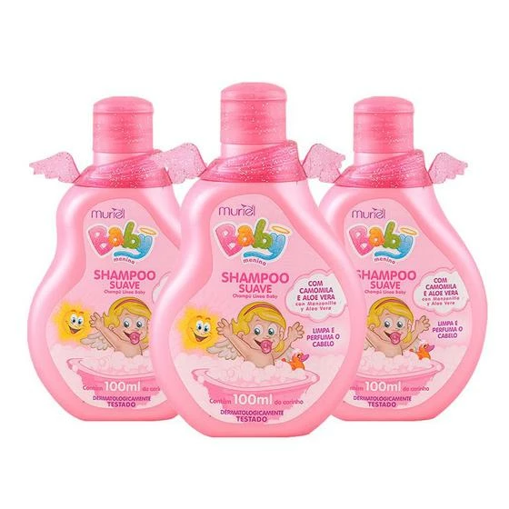 Shampoo Muriel Baby Menina Camomila Aloe Vera Dermatologicamente Testado 100ml (Kit Com 3)