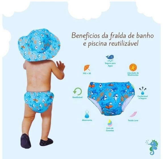 Fralda De Piscina Reutilizável Baby Shark - ECOEPLAY - Image 5