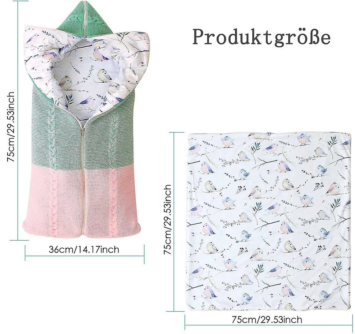 Sxbd Newborn Bunting Bag Baby Sleeping Bag Swaddle Warm Winter Blanket Envelope Zipper - Image 2
