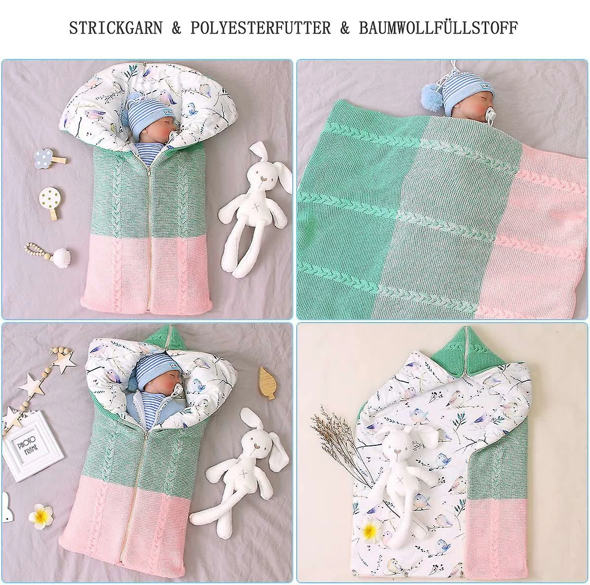Sxbd Newborn Bunting Bag Baby Sleeping Bag Swaddle Warm Winter Blanket Envelope Zipper - Image 4