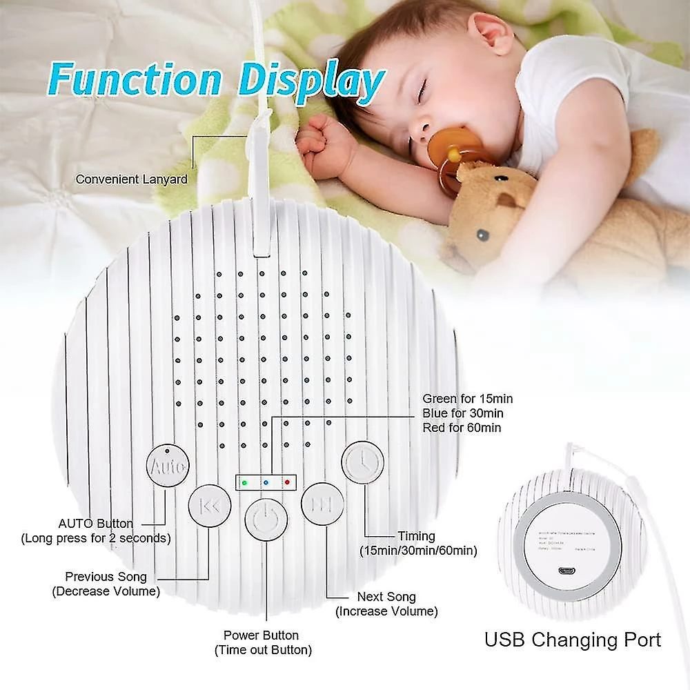 A Smile White Noise Machine, 10 Soothing Natural Sound Therapy Portable Sleep Sound Machine, Usb Rechargeable Baby Sleep Machine - Image 4