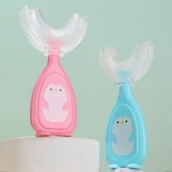 MARSKE Cartoon Penguin Baby Children Manual Toothbrush 360 Degree U-shaped Toothbrush